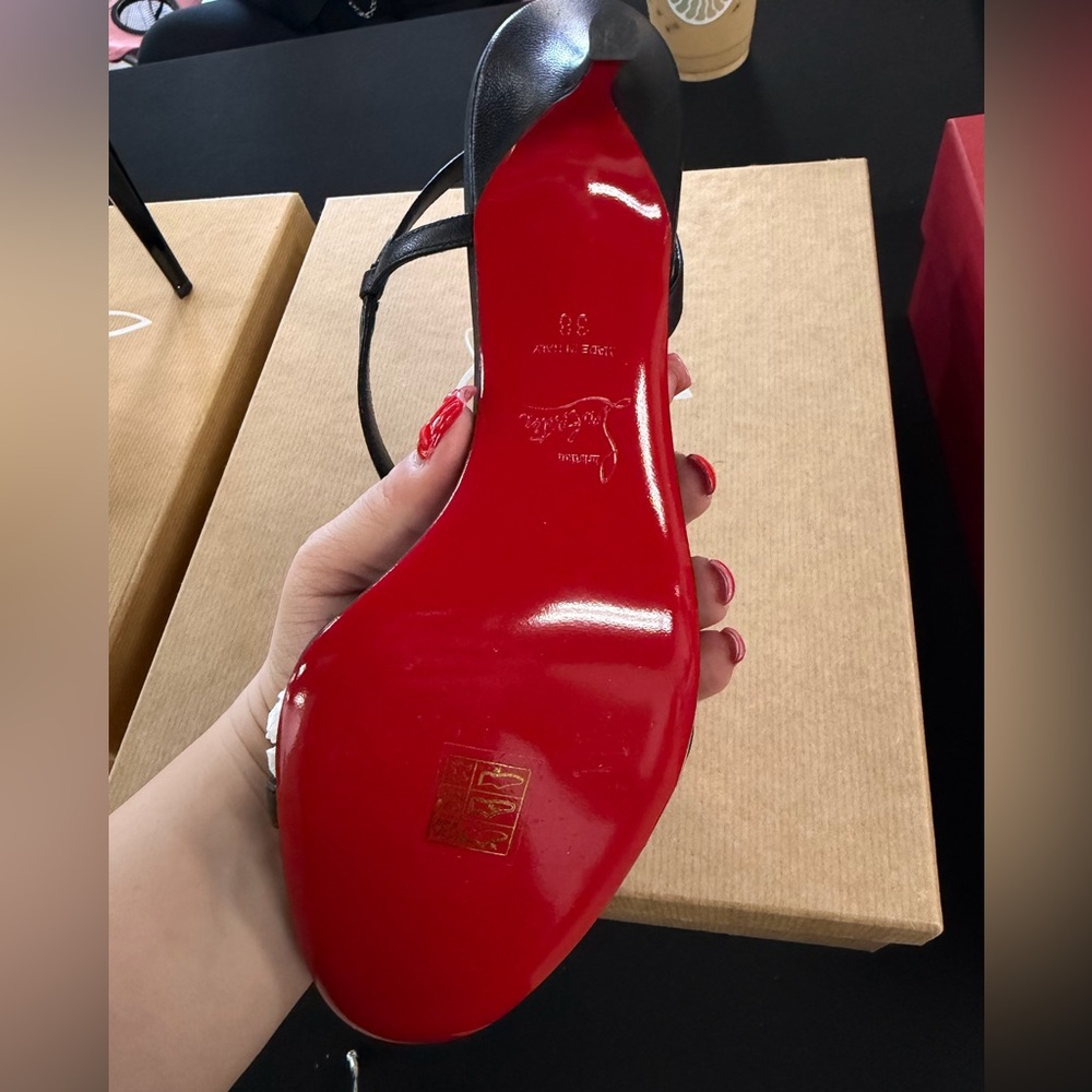 Christian Louboutin 55mm Rosalie Leather Slingback Sandals - Picture 4 of 5